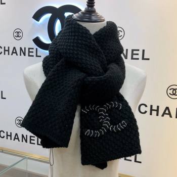 Chanel Cashmere Cashmere Scarf CH011007 Black 2025 Top Quality (WTZ-25011007)