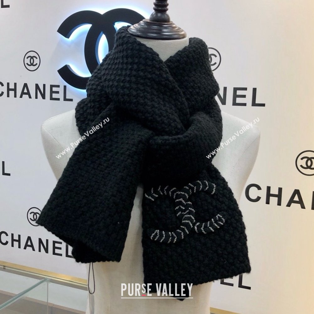 Chanel Cashmere Cashmere Scarf CH011007 Black 2025 Top Quality (WTZ-25011007)