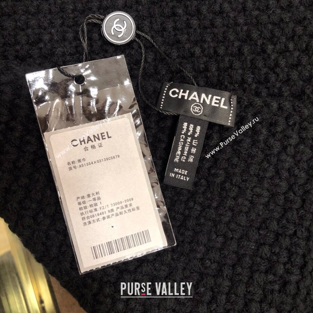 Chanel Cashmere Cashmere Scarf CH011007 Black 2025 Top Quality (WTZ-25011007)