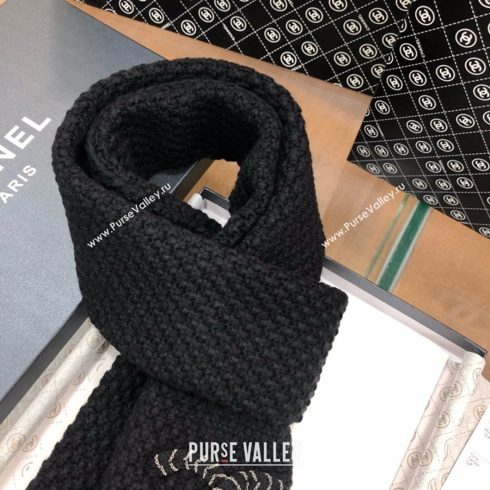 Chanel Cashmere Cashmere Scarf CH011007 Black 2025 Top Quality (WTZ-25011007)