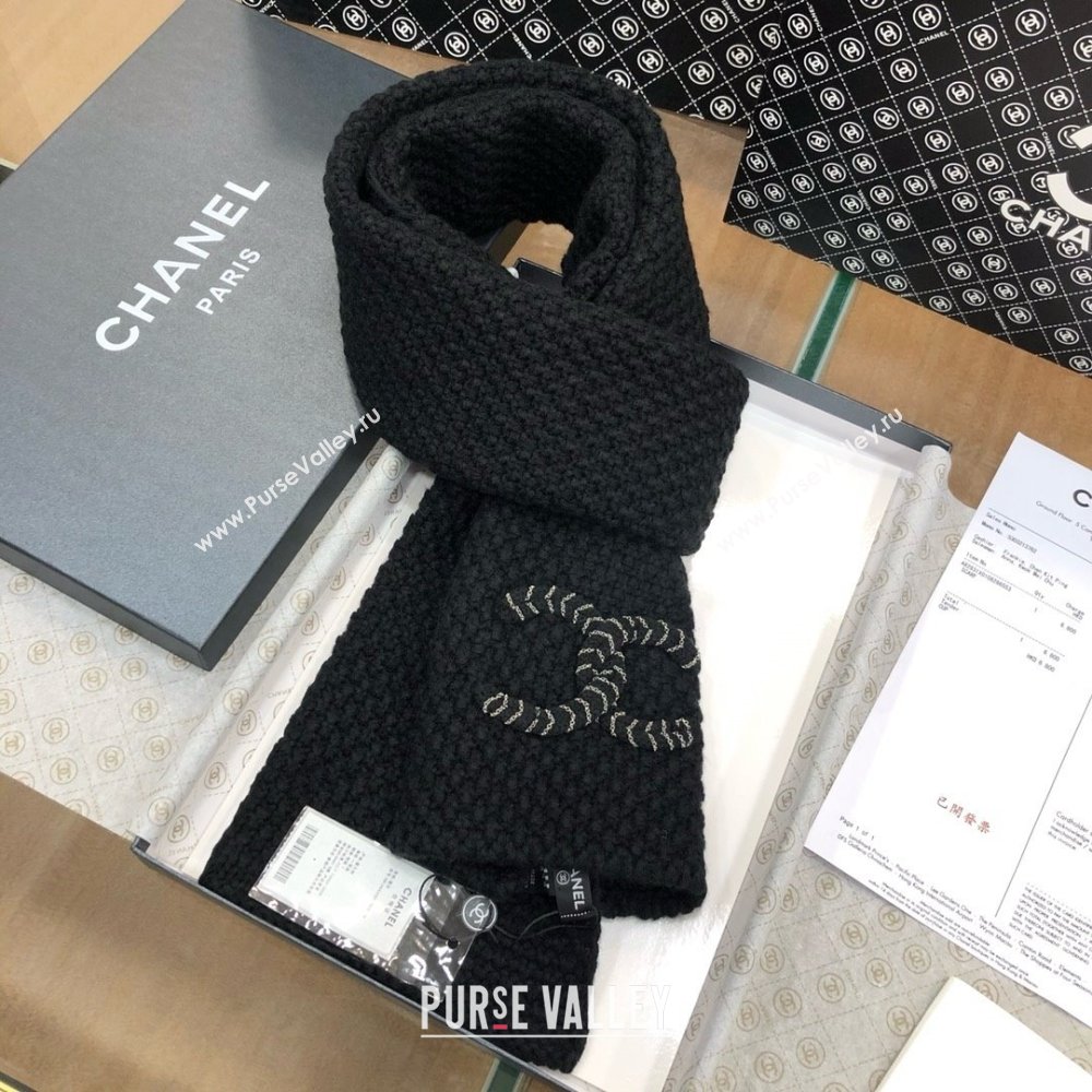 Chanel Cashmere Cashmere Scarf CH011007 Black 2025 Top Quality (WTZ-25011007)