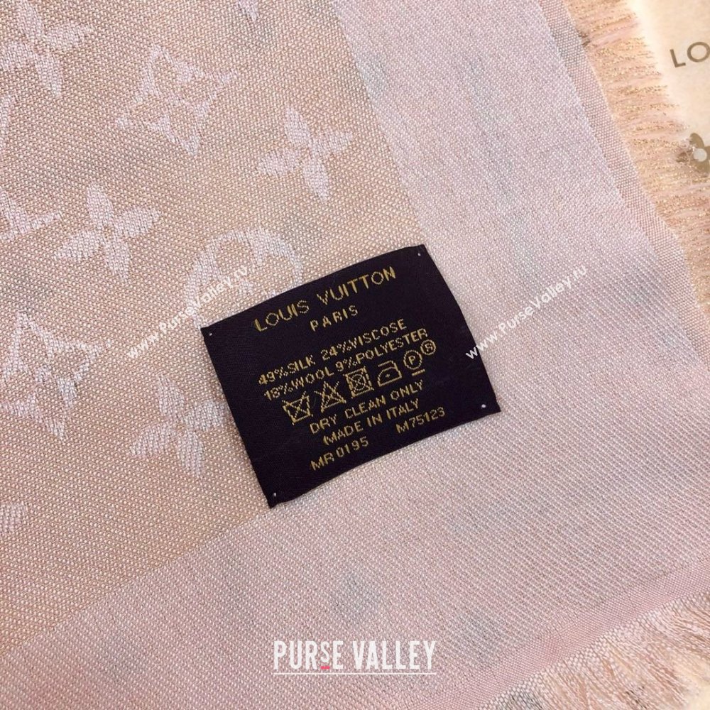 Louis Vuitton Shiny Gold Monogram Scarf LV011009 Light Pink 2025 (WTZ-25011009 )