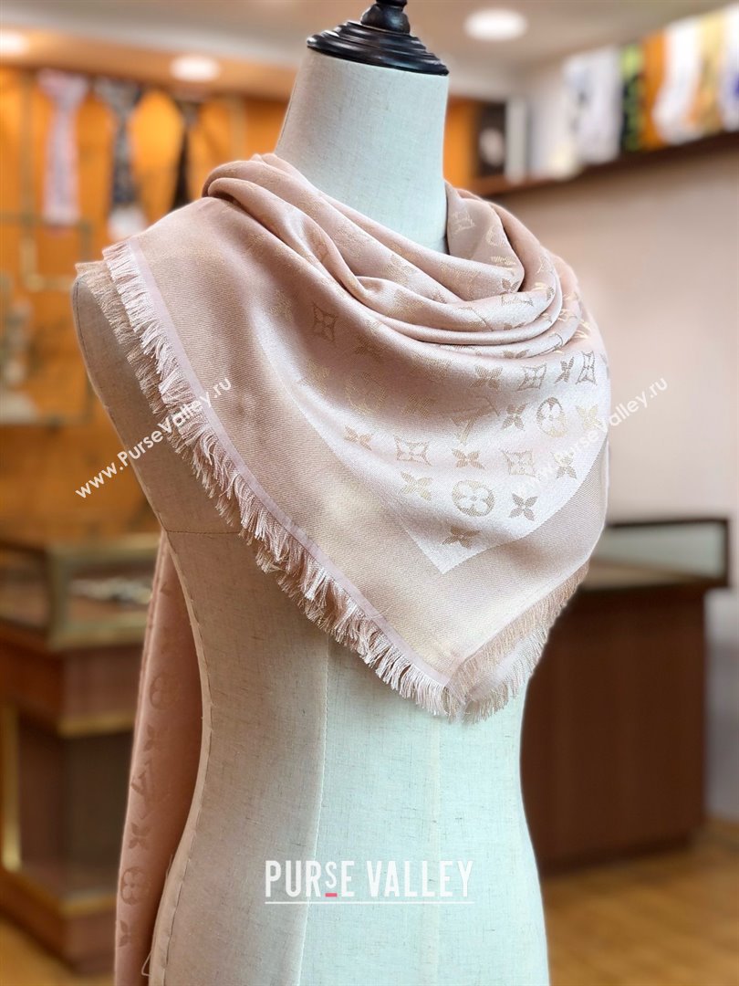 Louis Vuitton Shiny Gold Monogram Scarf LV011009 Light Pink 2025 (WTZ-25011009 )