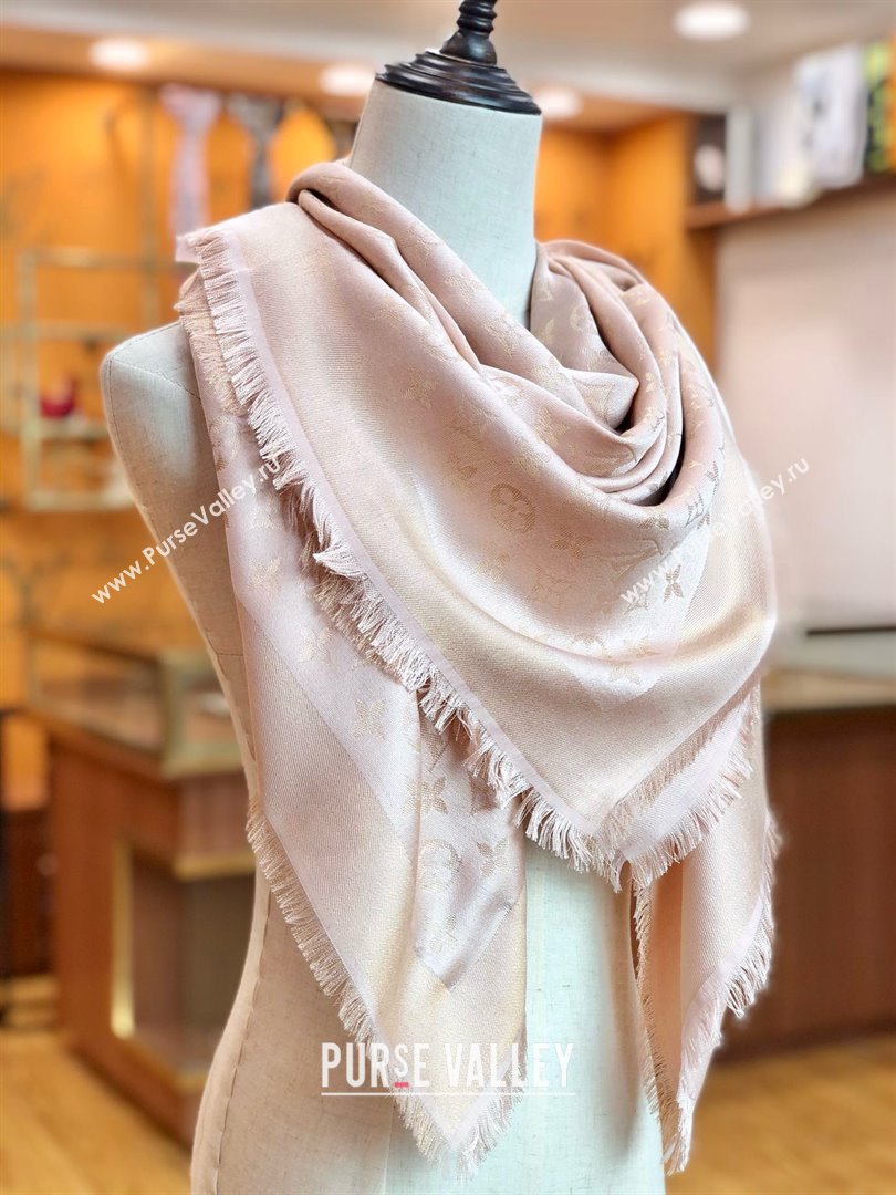 Louis Vuitton Shiny Gold Monogram Scarf LV011009 Light Pink 2025 (WTZ-25011009 )