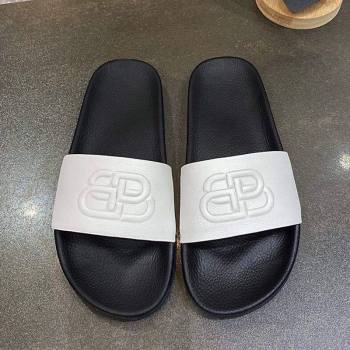 Balenciaga BB Slide Sandals White/Black 2020 (For Women and Men) (MD-20120374)