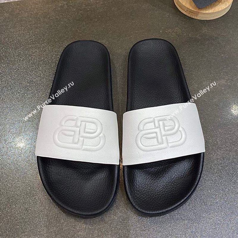 Balenciaga BB Slide Sandals White/Black 2020 (For Women and Men) (MD-20120374)