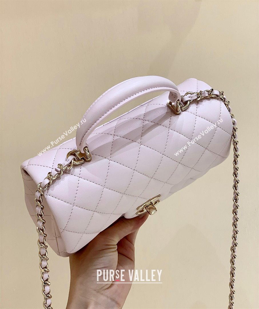 Chanel Lambskin Mini Flap Bag with Top Handle AS2431 Light Pink 2024 Top Quality (SHUNY-24091304)