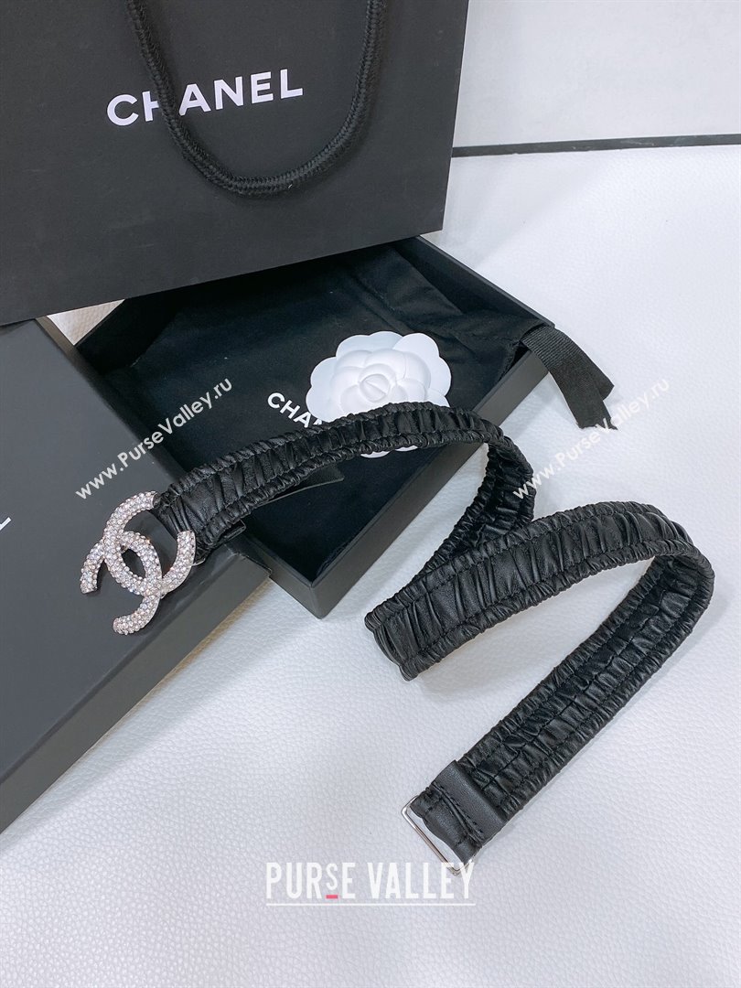 Chanel Stretch Calfskin Belt 3cm CH102918 Black/Silver 2024 (YANG-24102918)