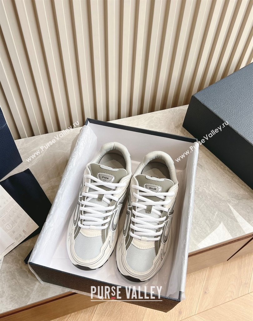 Dior B30 Sneakers in CD Mesh and Technical Fabric White/Grey 2024 090503 (HQG-240905029)