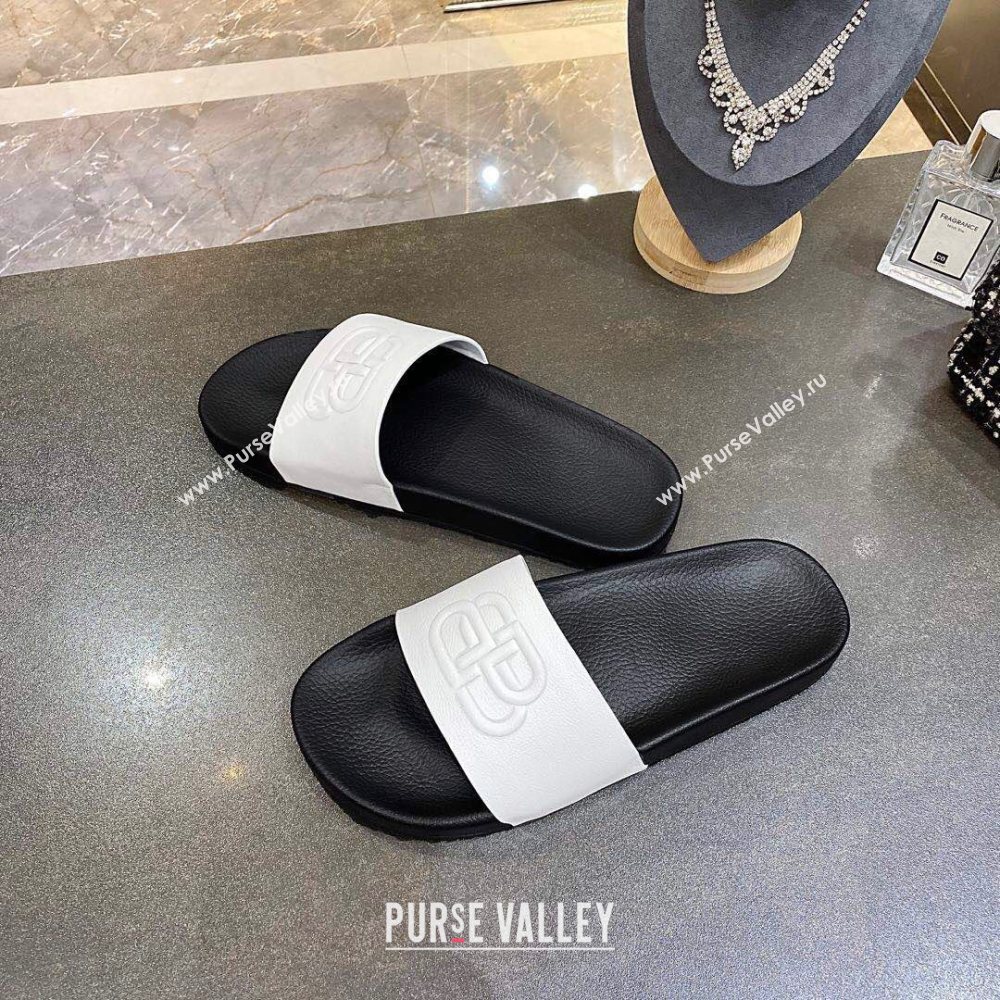 Balenciaga BB Slide Sandals White/Black 2020 (For Women and Men) (MD-20120374)