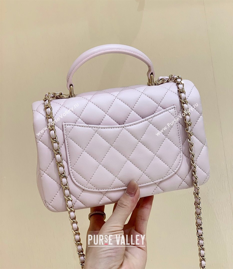 Chanel Lambskin Mini Flap Bag with Top Handle AS2431 Light Pink 2024 Top Quality (SHUNY-24091304)