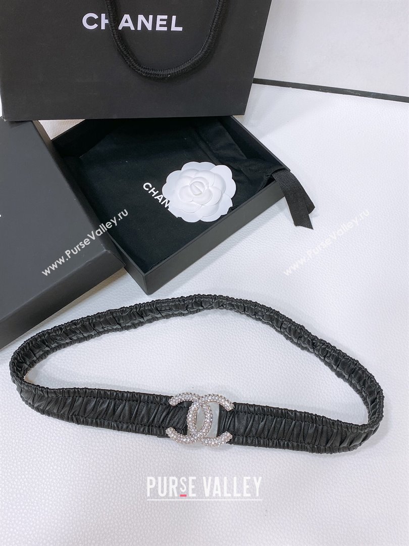 Chanel Stretch Calfskin Belt 3cm CH102918 Black/Silver 2024 (YANG-24102918)