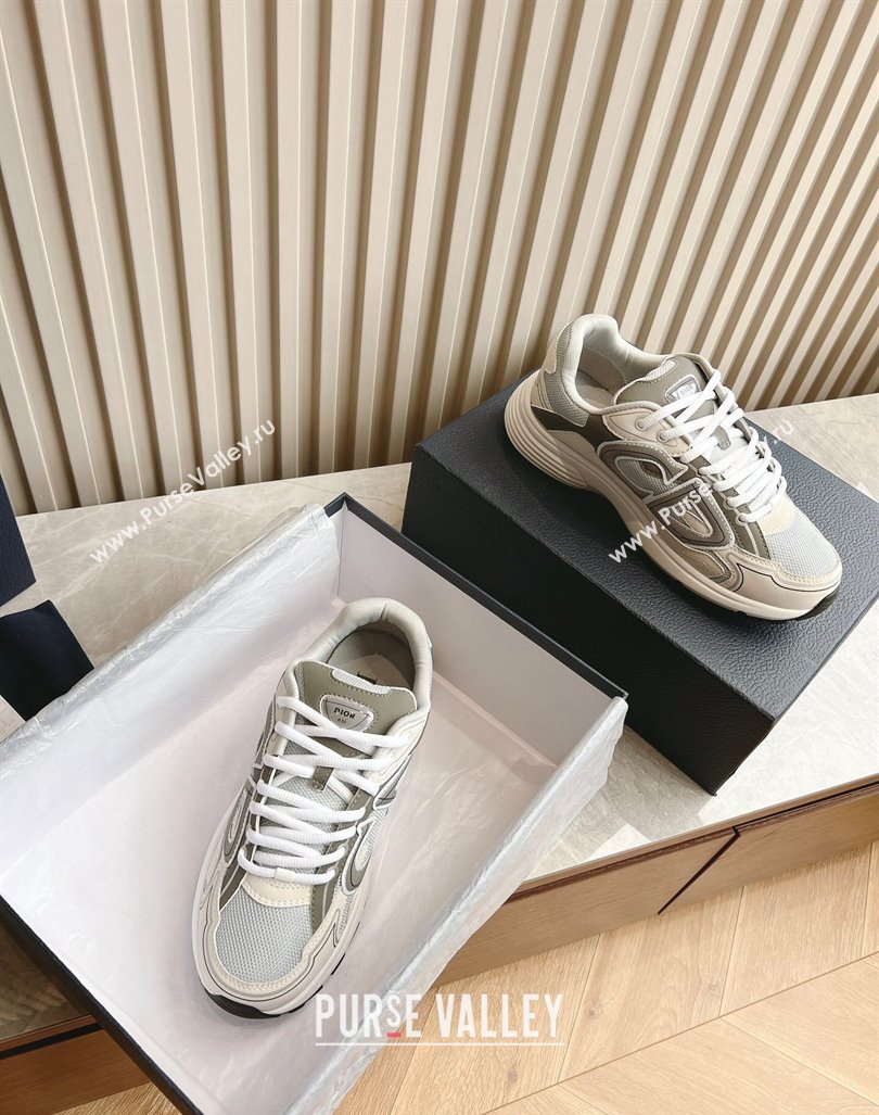 Dior B30 Sneakers in CD Mesh and Technical Fabric White/Grey 2024 090503 (HQG-240905029)