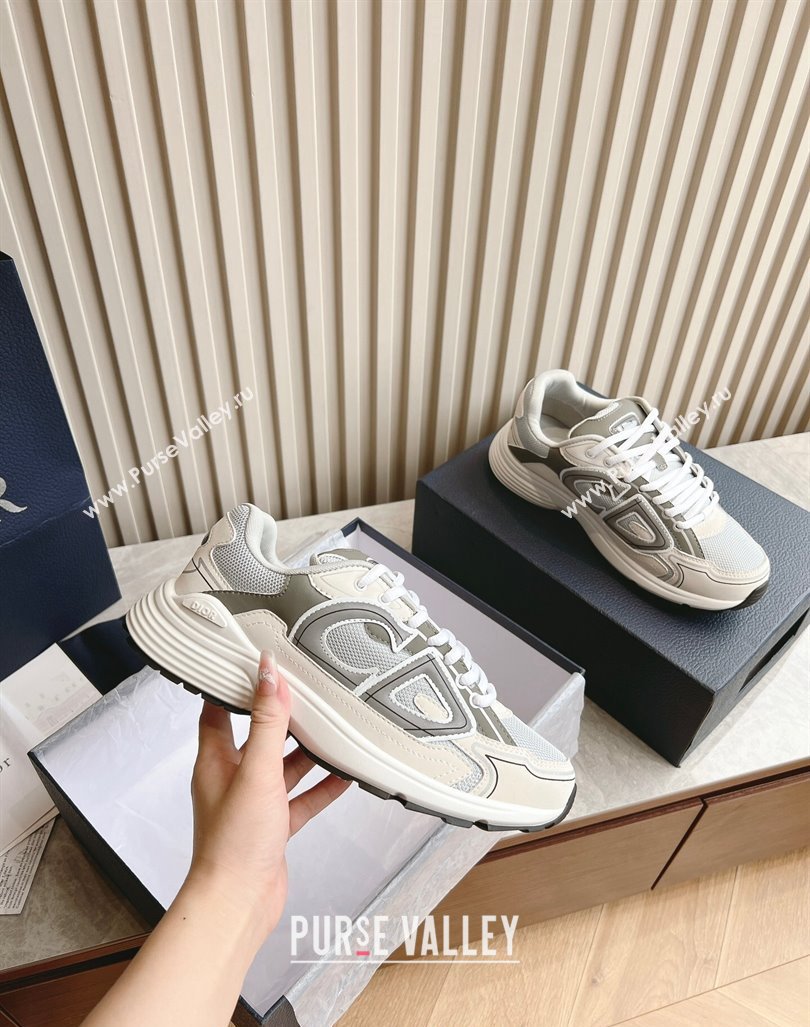 Dior B30 Sneakers in CD Mesh and Technical Fabric White/Grey 2024 090503 (HQG-240905029)