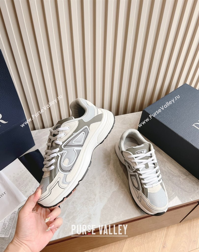 Dior B30 Sneakers in CD Mesh and Technical Fabric White/Grey 2024 090503 (HQG-240905029)