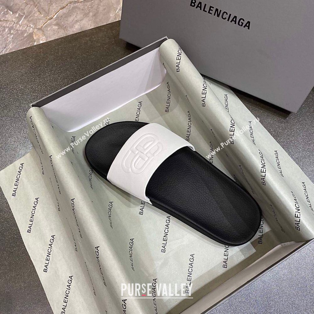 Balenciaga BB Slide Sandals White/Black 2020 (For Women and Men) (MD-20120374)