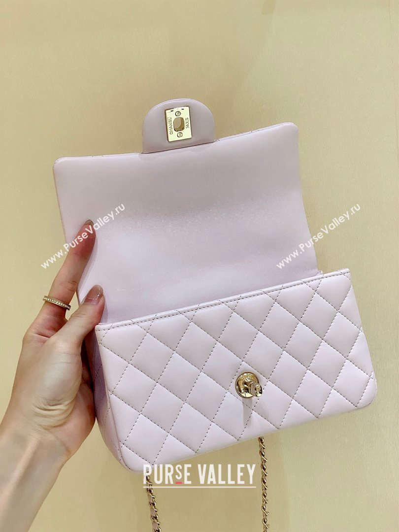 Chanel Lambskin Mini Flap Bag with Top Handle AS2431 Light Pink 2024 Top Quality (SHUNY-24091304)