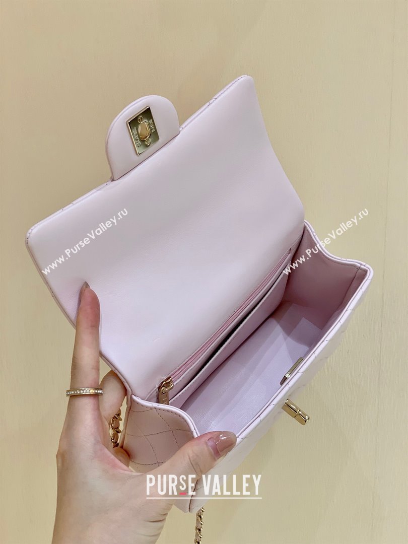 Chanel Lambskin Mini Flap Bag with Top Handle AS2431 Light Pink 2024 Top Quality (SHUNY-24091304)