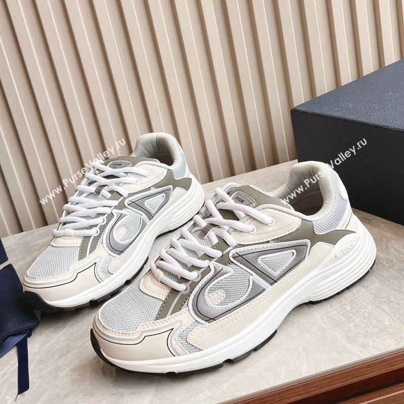 Dior B30 Sneakers in CD Mesh and Technical Fabric White/Grey 2024 090503 (HQG-240905029)