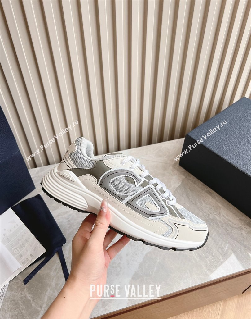 Dior B30 Sneakers in CD Mesh and Technical Fabric White/Grey 2024 090503 (HQG-240905029)