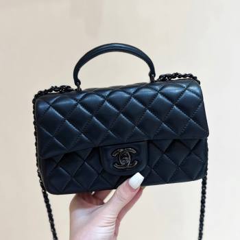 Chanel Lambskin Mini Flap Bag with Top Handle AS2431 All Black 2024 Top Quality (SHUNY-24091303)