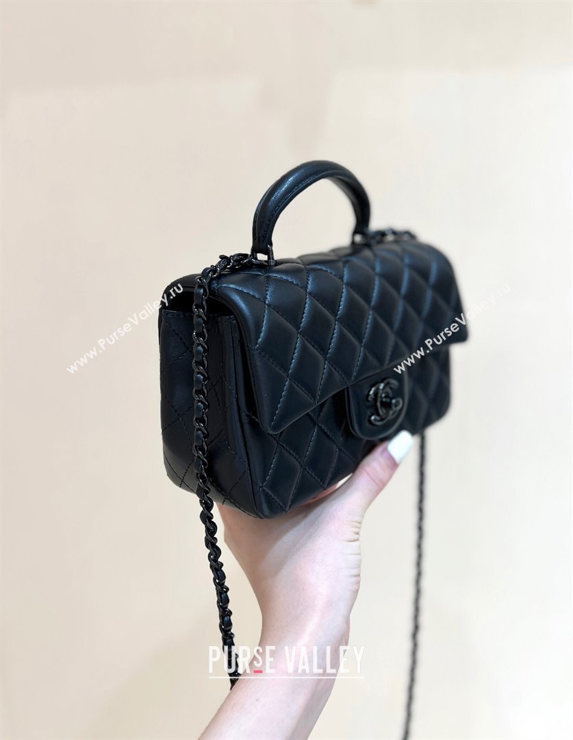 Chanel Lambskin Mini Flap Bag with Top Handle AS2431 All Black 2024 Top Quality (SHUNY-24091303)