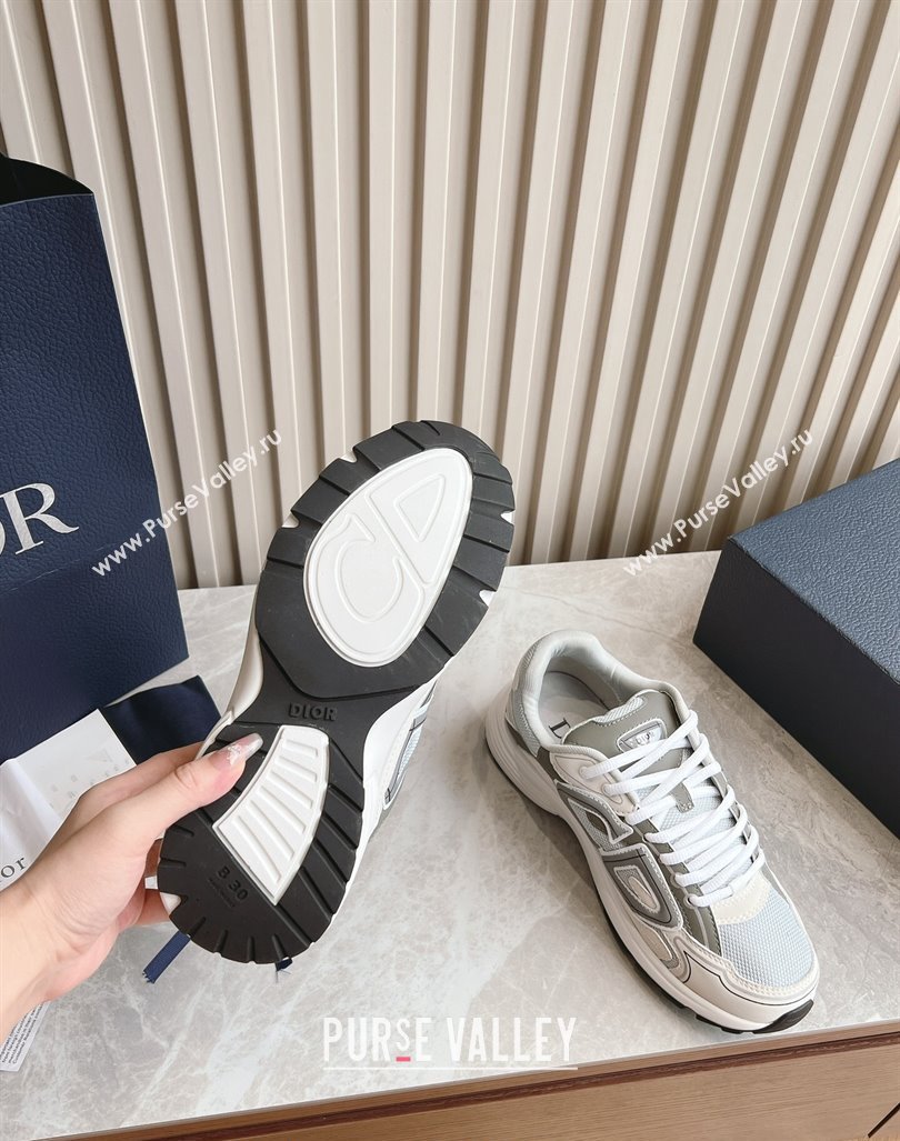 Dior B30 Sneakers in CD Mesh and Technical Fabric White/Grey 2024 090503 (HQG-240905029)