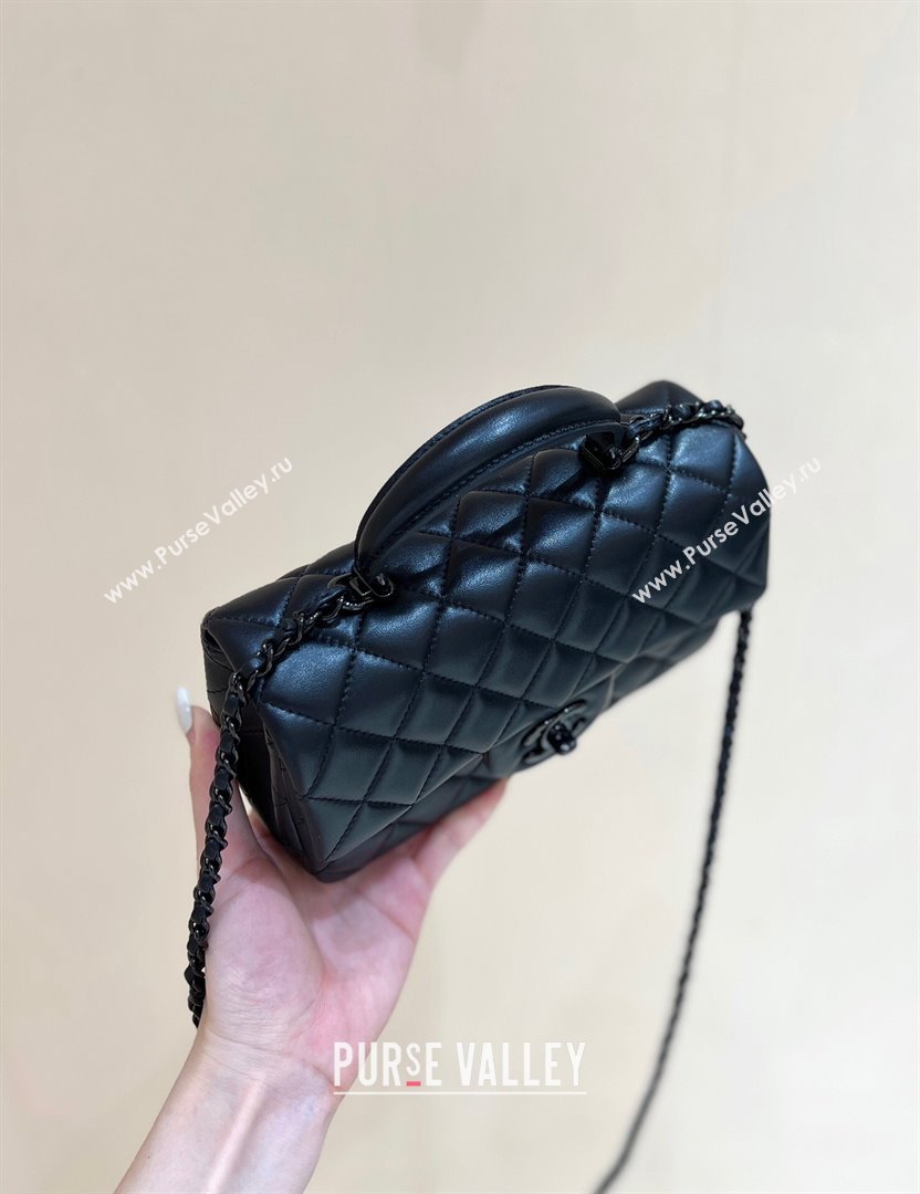 Chanel Lambskin Mini Flap Bag with Top Handle AS2431 All Black 2024 Top Quality (SHUNY-24091303)