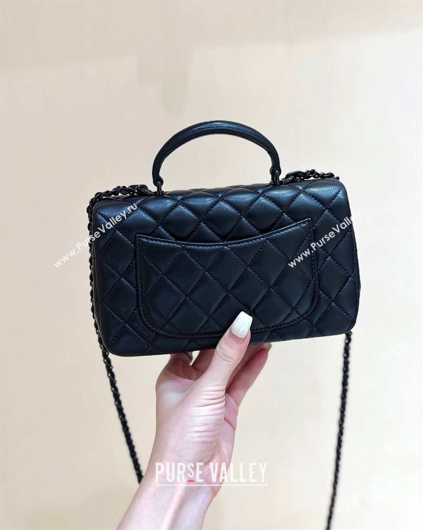 Chanel Lambskin Mini Flap Bag with Top Handle AS2431 All Black 2024 Top Quality (SHUNY-24091303)