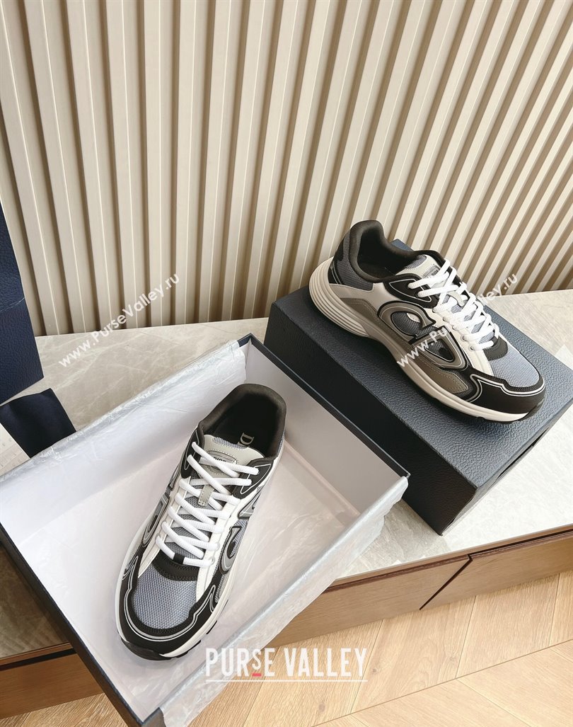 Dior B30 Sneakers in CD Mesh and Technical Fabric Black/Grey 2024 090504 (HQG-240905030)