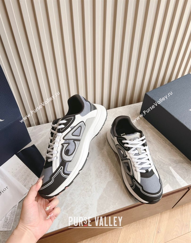 Dior B30 Sneakers in CD Mesh and Technical Fabric Black/Grey 2024 090504 (HQG-240905030)