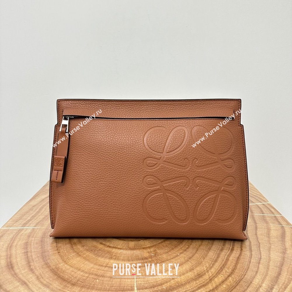 Loewe T Pouch in Grained Calfskin Brown 2023 TOP (KEKE-23122703)