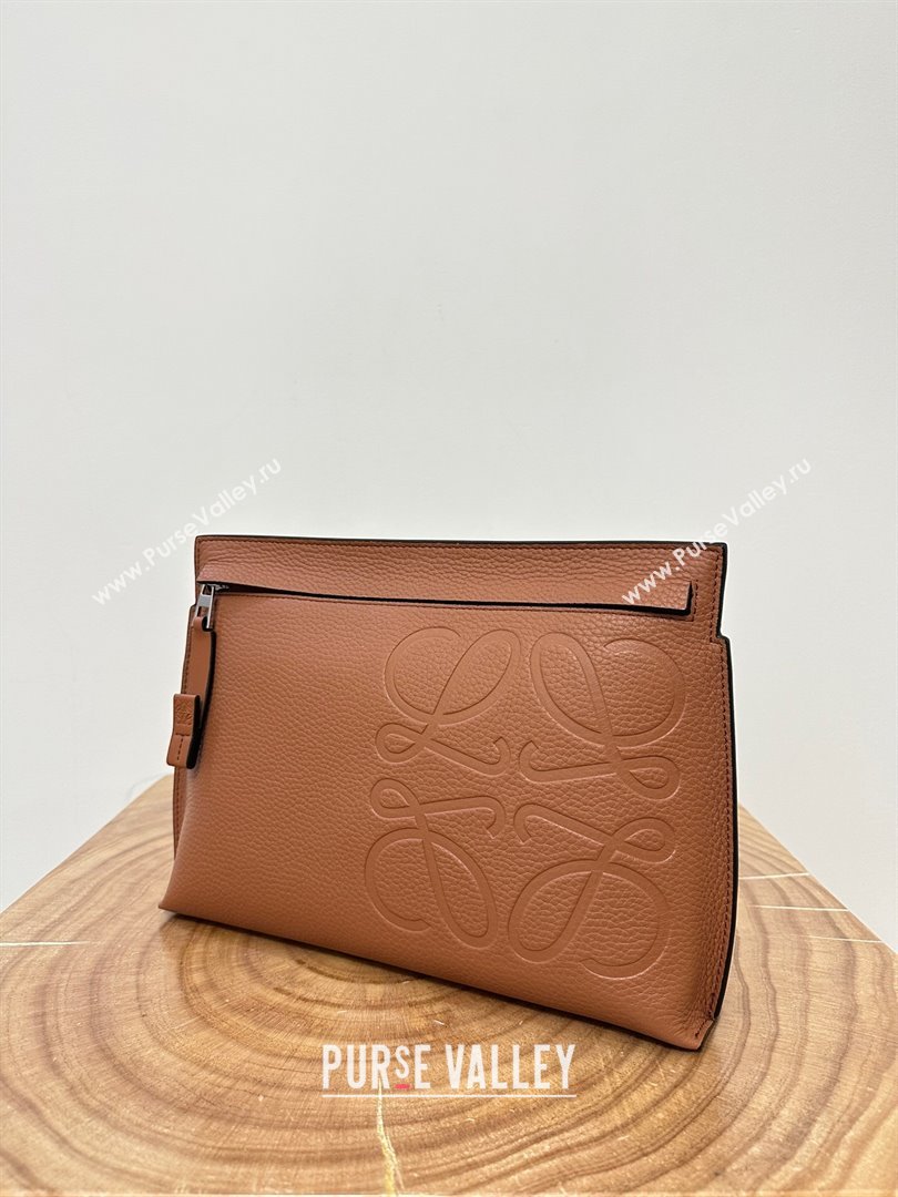 Loewe T Pouch in Grained Calfskin Brown 2023 TOP (KEKE-23122703)