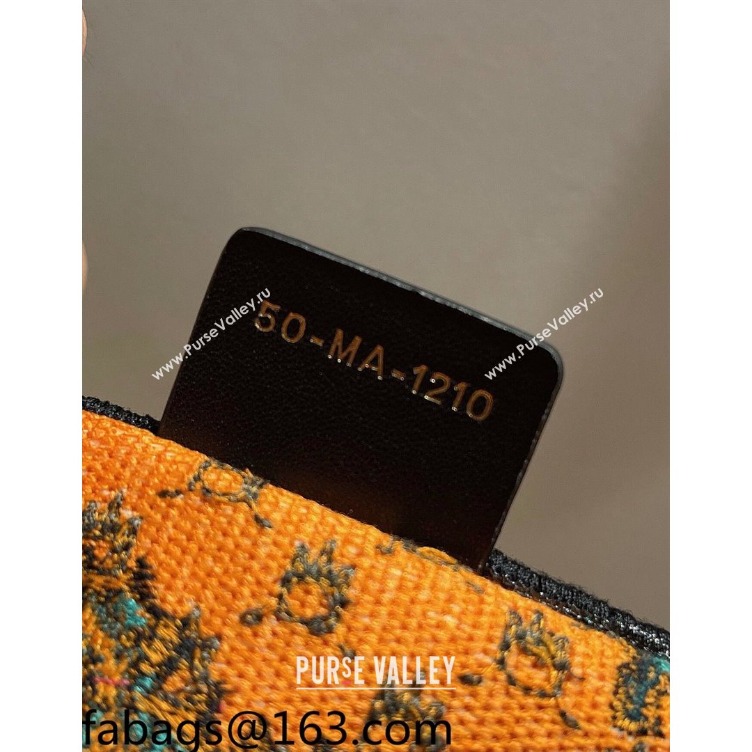 Dior Small Book Tote Bag in Orange Multicolor Dragon & Fire Embroidery 2021 (XXG-21090712)