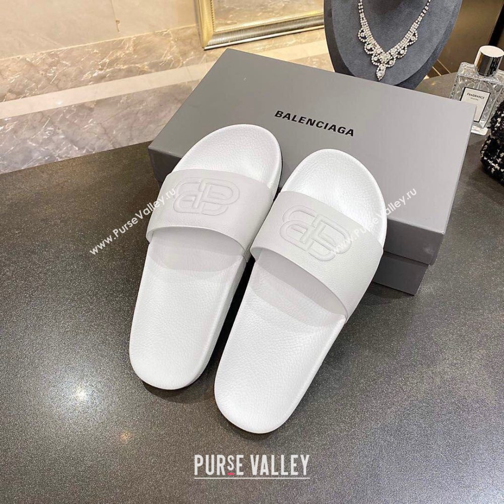 Balenciaga BB Slide Sandals All White 2020 (For Women and Men) (MD-20120373)