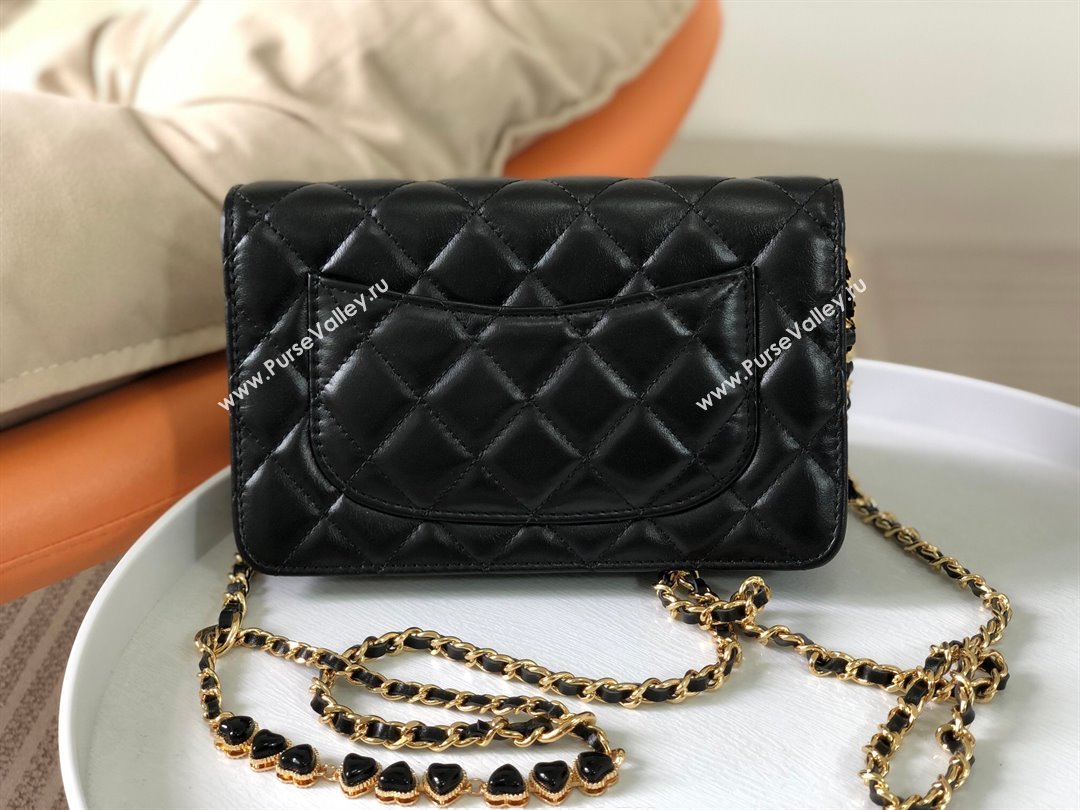 Chanel Shiny Lambskin Wallet On Chain WOC AP3785 Black 2024 (SM-24042603)