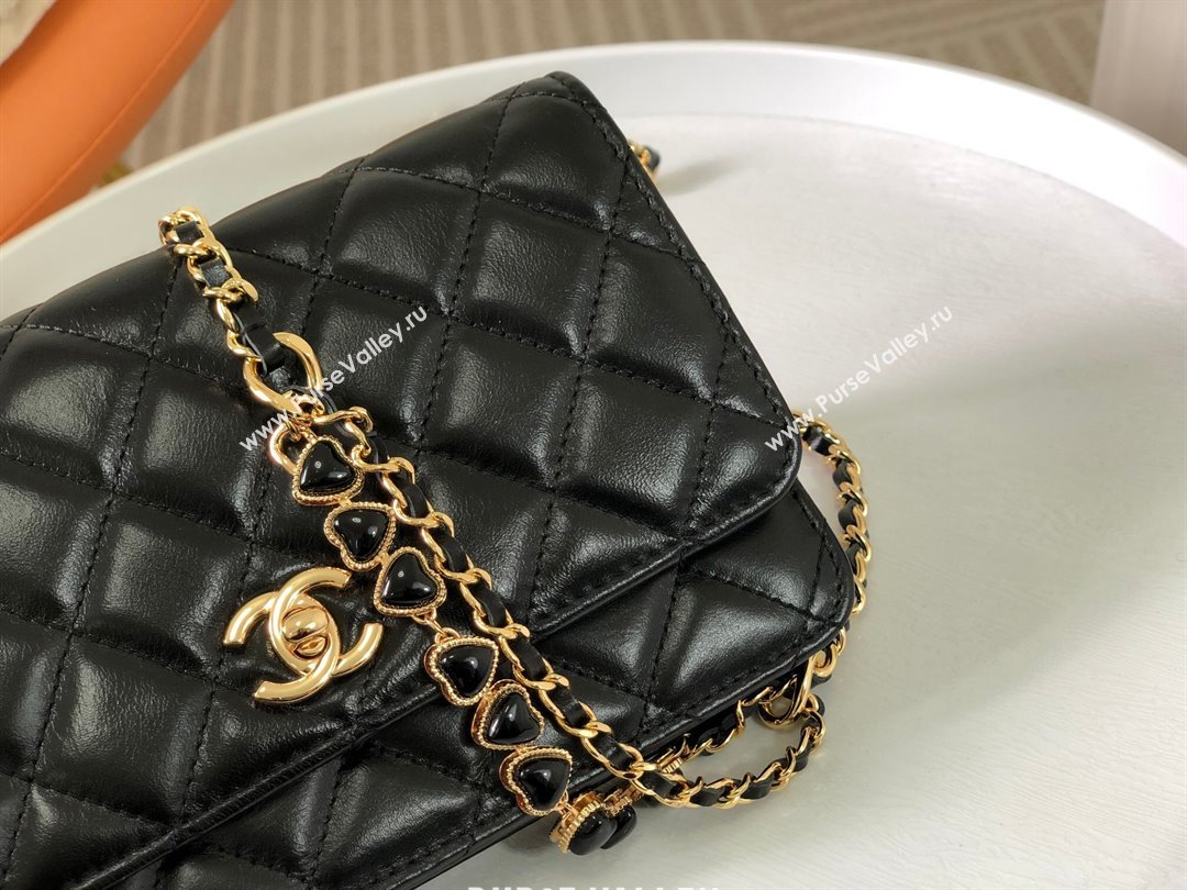 Chanel Shiny Lambskin Wallet On Chain WOC AP3785 Black 2024 (SM-24042603)