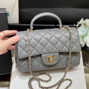 Chanel Lambskin Mini Flap Bag with Top Handle AS2431 Grey 2024 Top Quality (SHUNY-24091302)