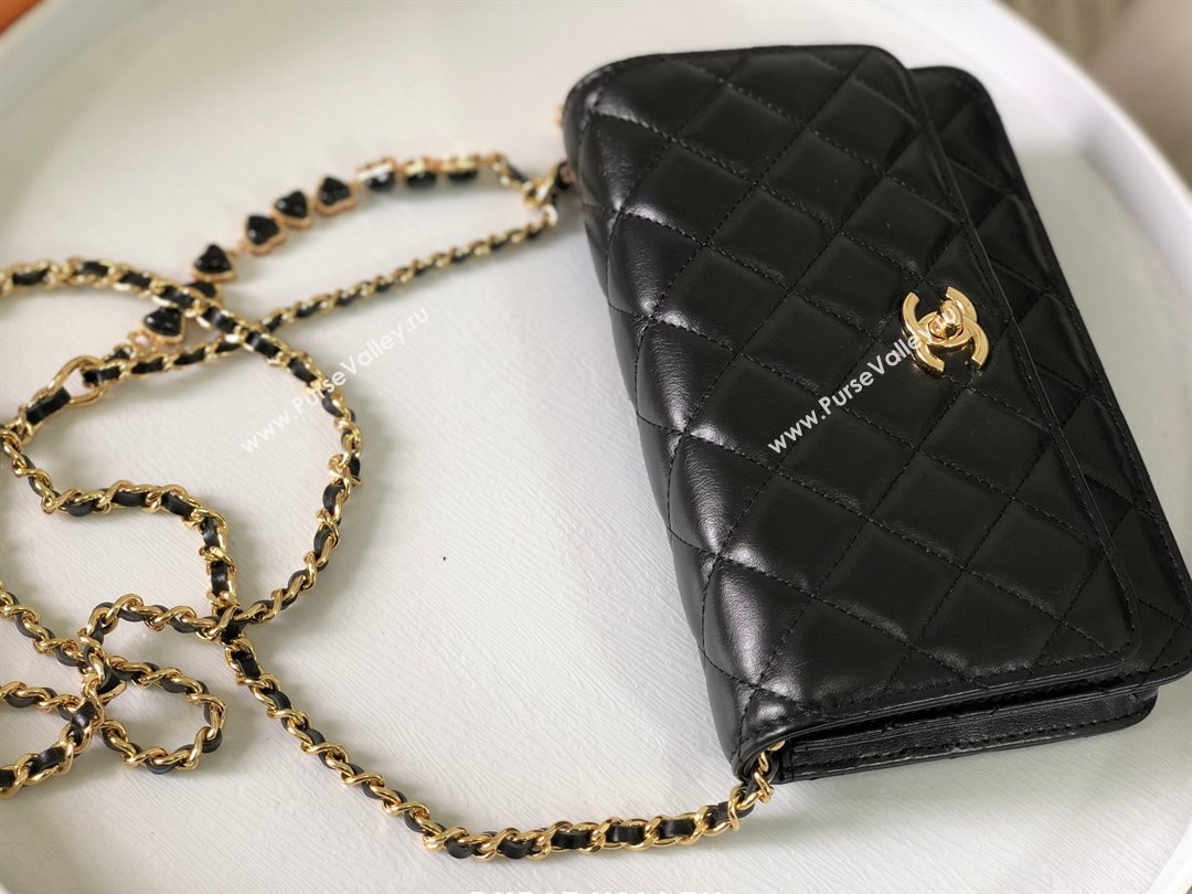 Chanel Shiny Lambskin Wallet On Chain WOC AP3785 Black 2024 (SM-24042603)