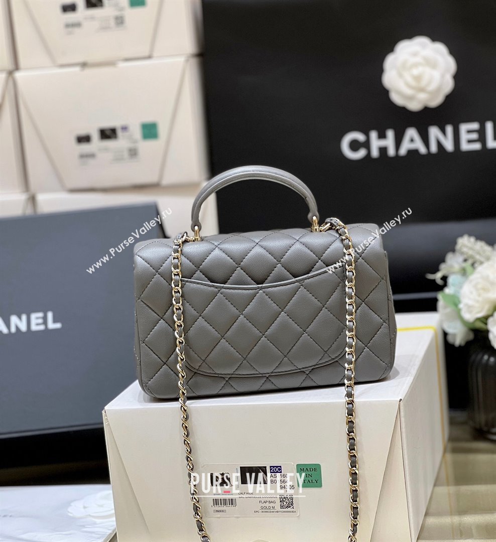 Chanel Lambskin Mini Flap Bag with Top Handle AS2431 Grey 2024 Top Quality (SHUNY-24091302)