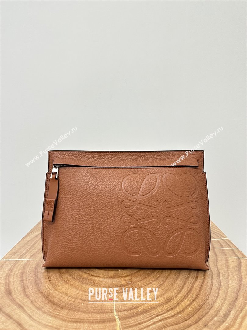 Loewe T Pouch in Grained Calfskin Brown 2023 TOP (KEKE-23122703)