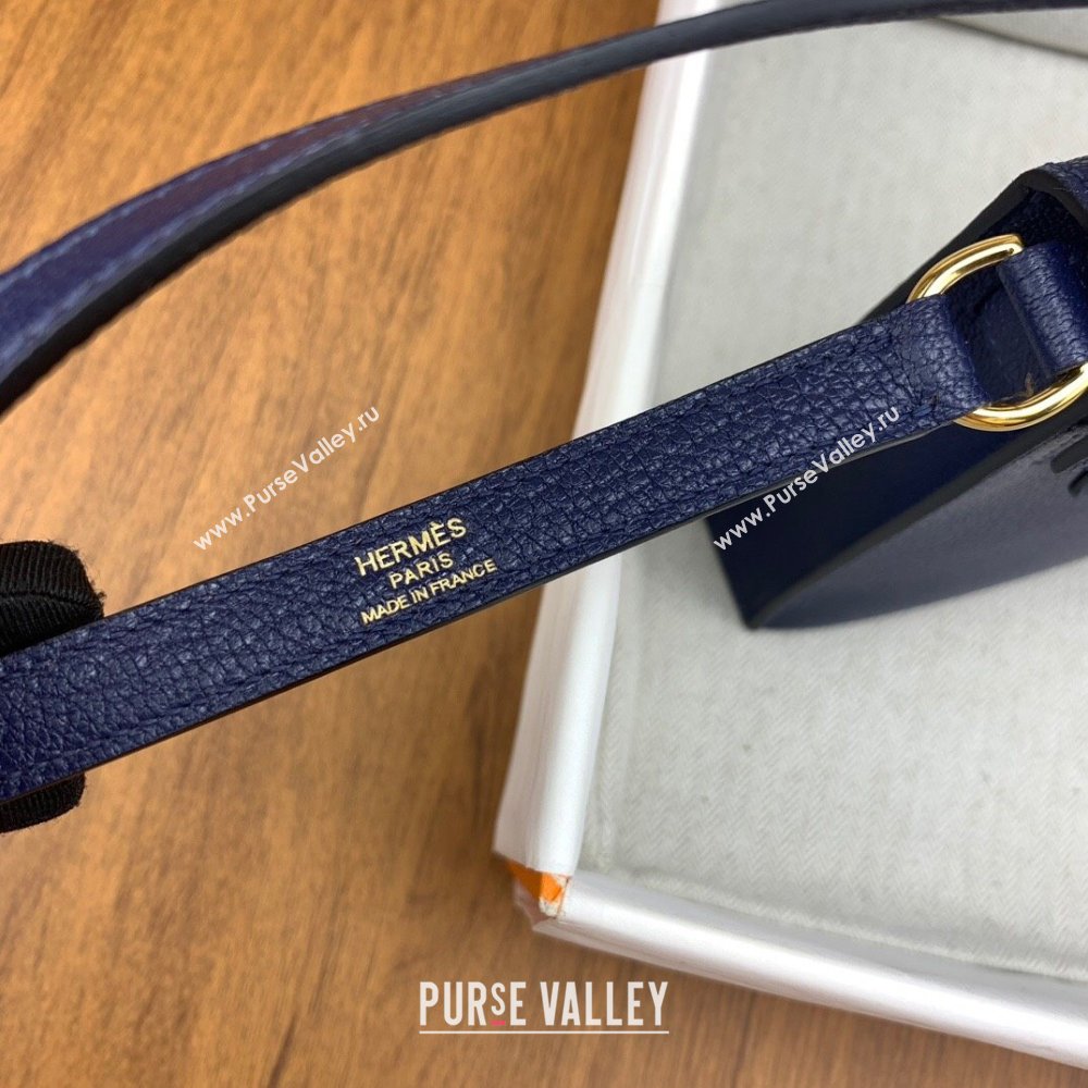 Hermes Kelly Elan Bag in Chevre Leather Blue/Gold 2024(Handmade) (XYA-24022216)