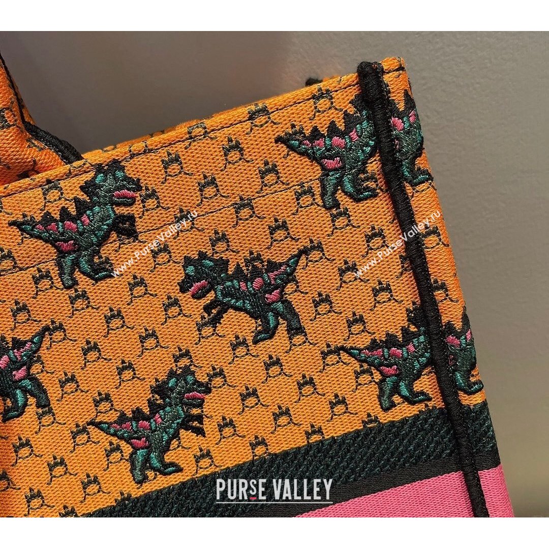 Dior Large Book Tote Bag in Orange Multicolor Dragon & Fire Embroidery 2021 (XXG-21090713)