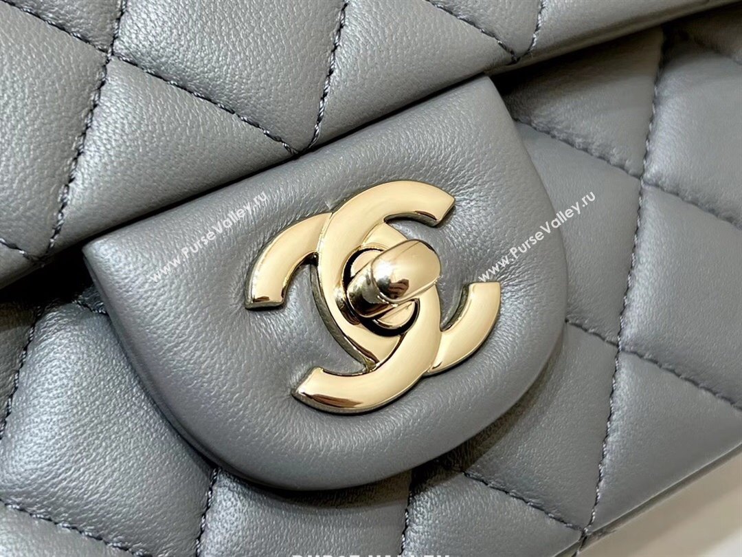 Chanel Lambskin Mini Flap Bag with Top Handle AS2431 Grey 2024 Top Quality (SHUNY-24091302)