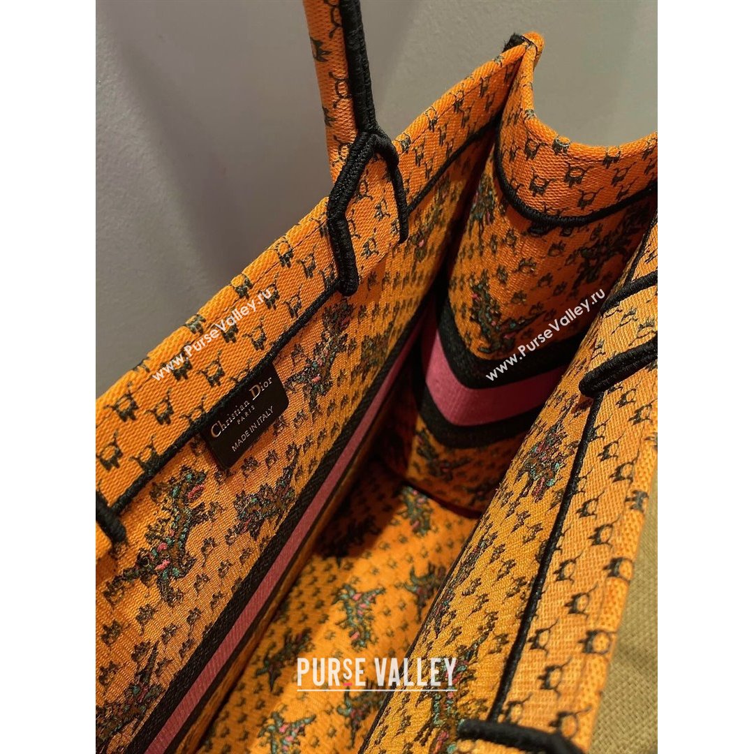 Dior Large Book Tote Bag in Orange Multicolor Dragon & Fire Embroidery 2021 (XXG-21090713)