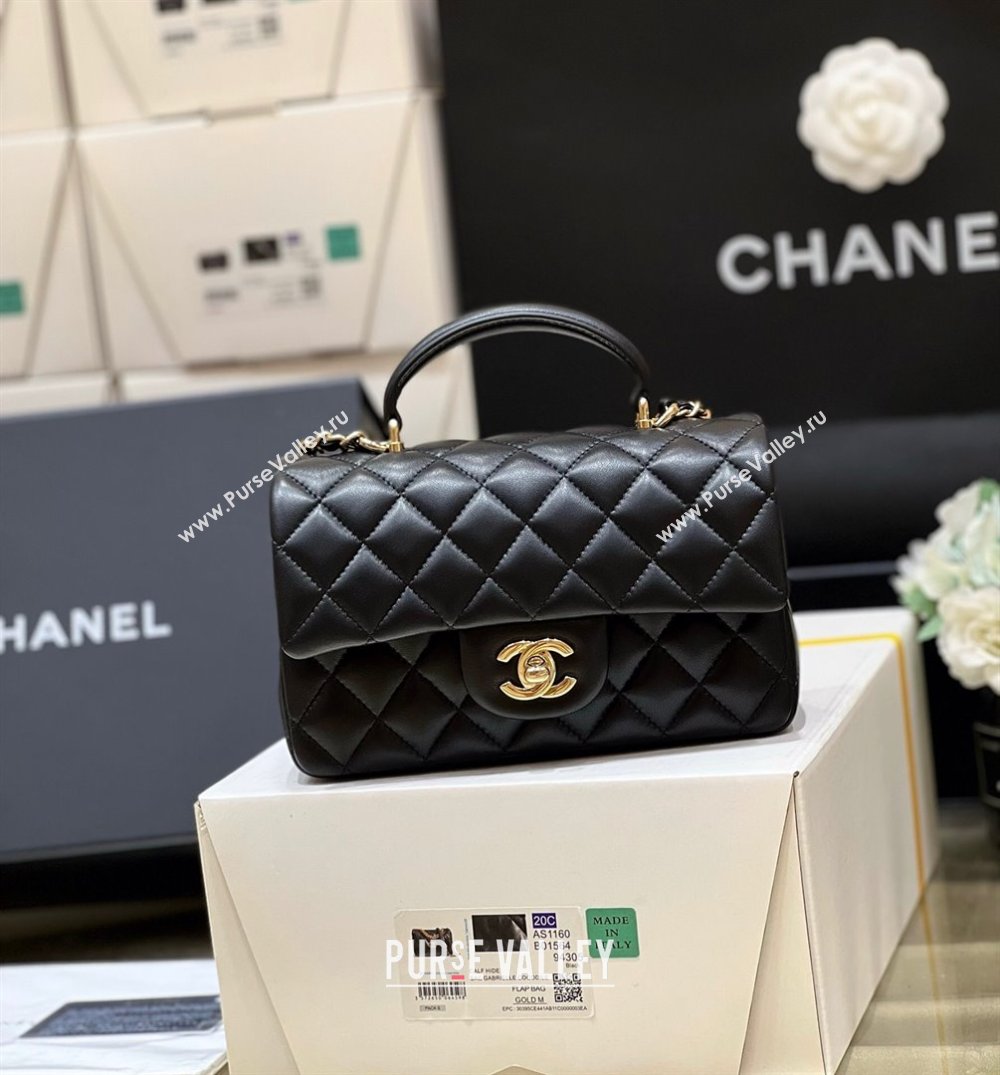 Chanel Lambskin Mini Flap Bag with Top Handle AS2431 Black 2024 Top Quality (SHUNY-24091301)