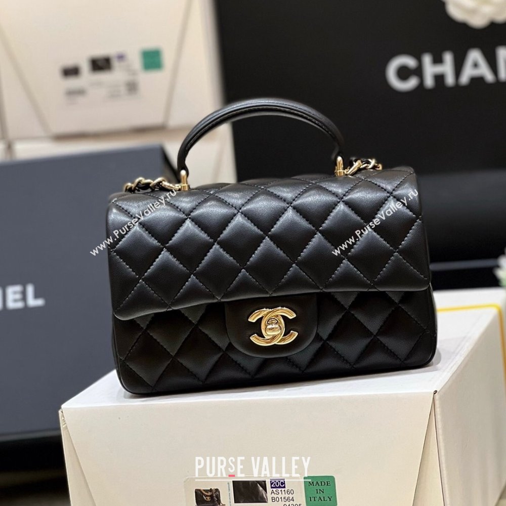 Chanel Lambskin Mini Flap Bag with Top Handle AS2431 Black 2024 Top Quality (SHUNY-24091301)