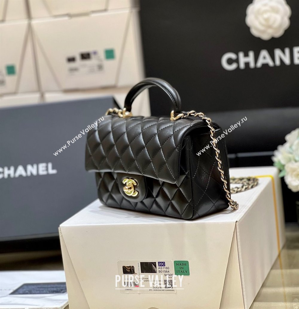 Chanel Lambskin Mini Flap Bag with Top Handle AS2431 Black 2024 Top Quality (SHUNY-24091301)