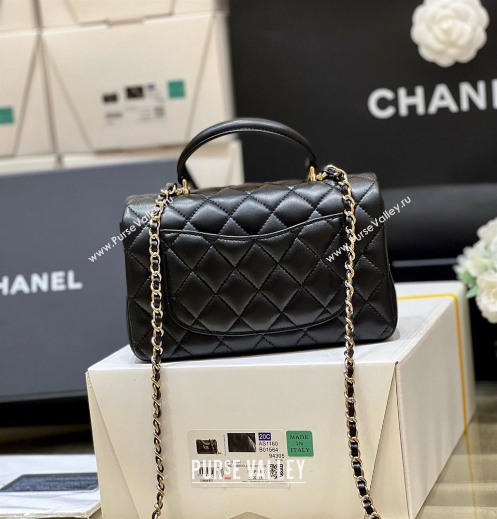 Chanel Lambskin Mini Flap Bag with Top Handle AS2431 Black 2024 Top Quality (SHUNY-24091301)