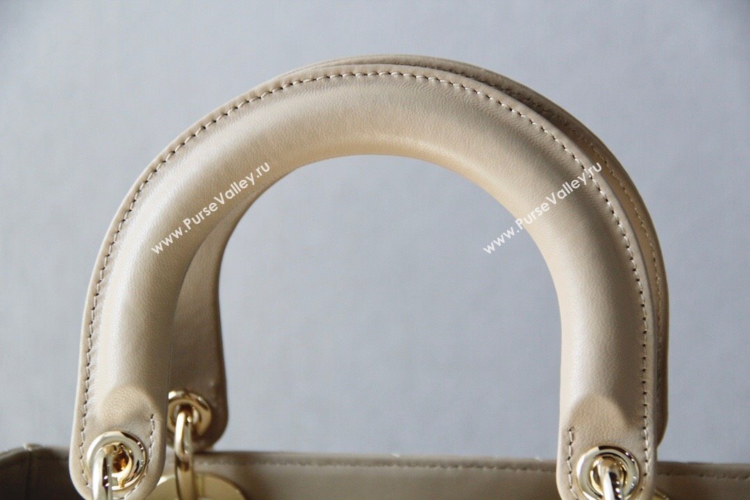 Dior Medium Lady Dior Bag in Cannage Lambskin 44532 Beige/Gold 2024 (DMZ-24041605)